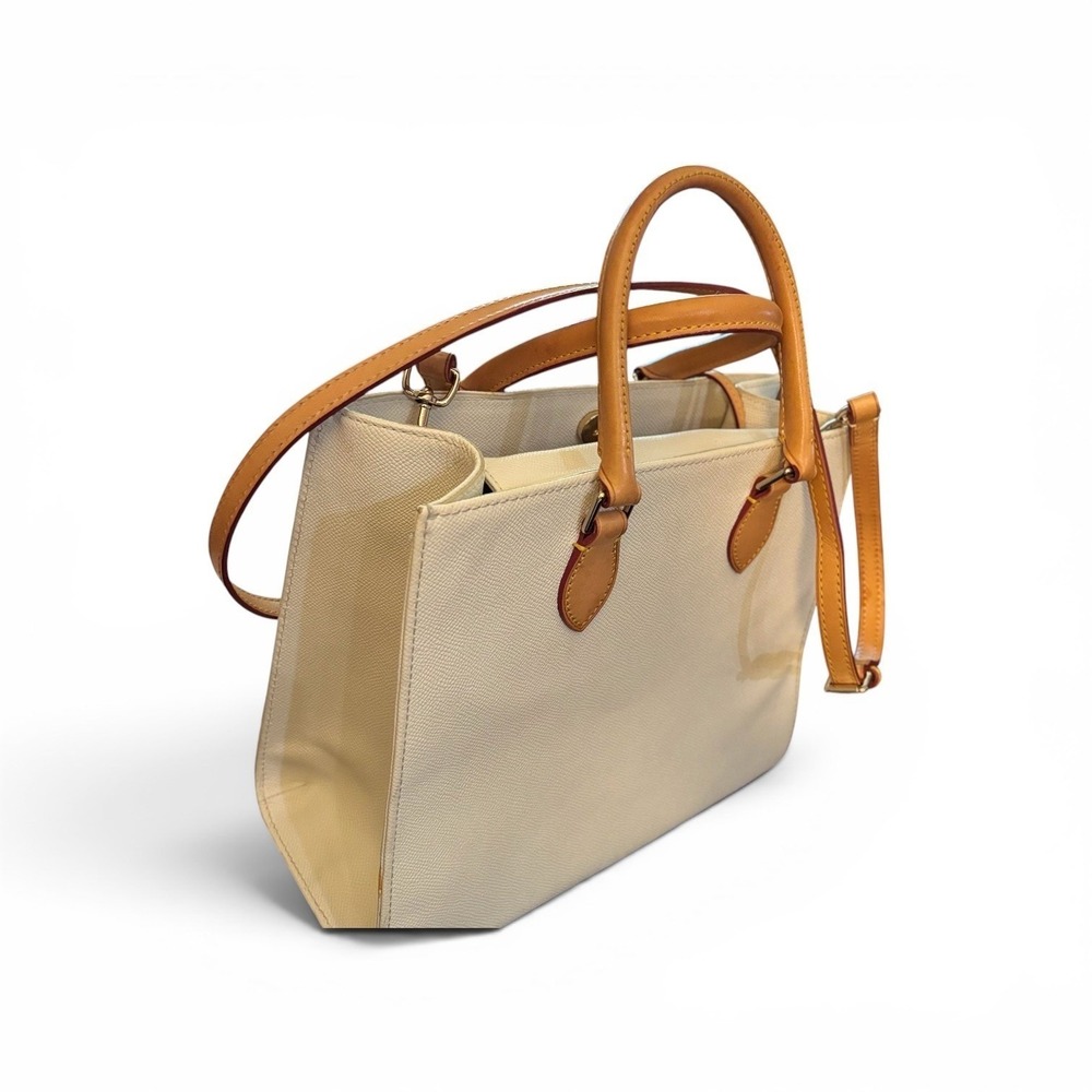 Dooney & Bourke Saffiano Leather Satchel Cream White Tan  Authentic Handbag COA - Picture 4 of 9